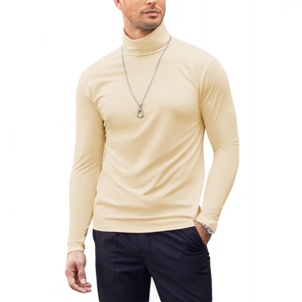 Men's Cream Turtleneck Sweater
